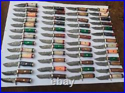 Set of 20 CUSTOM HANDMADE DAMASCUS STEEL 6 SKINNER HUNTING KNIVES WITH SHEATH