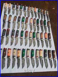 Set of 20 CUSTOM HANDMADE DAMASCUS STEEL 6 SKINNER HUNTING KNIVES WITH SHEATH