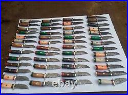 Set of 20 CUSTOM HANDMADE DAMASCUS STEEL 6 SKINNER HUNTING KNIVES WITH SHEATH