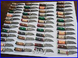 Set of 20 CUSTOM HANDMADE DAMASCUS STEEL 6 SKINNER HUNTING KNIVES WITH SHEATH
