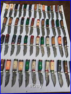 Set of 20 CUSTOM HANDMADE DAMASCUS STEEL 6 SKINNER HUNTING KNIVES WITH SHEATH