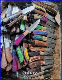 Set of 20 Custom Handmade Damascus Steel 8 Full Tang Skinner Hunting Knifes US