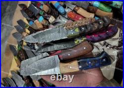 Set of 20 Custom Handmade Damascus Steel 8 Full Tang Skinner Hunting Knifes US