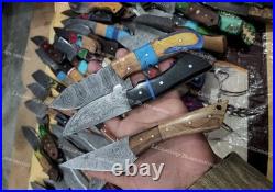 Set of 20 Custom Handmade Damascus Steel 8 Full Tang Skinner Hunting Knifes US