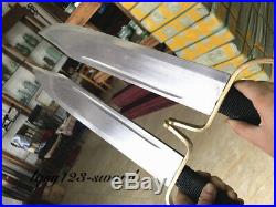 Set of 2 Wing Chun Butterfly Sword Bart Cham Dao pattern steel Blade