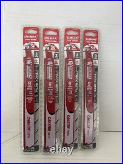 Set of (3) Diablo DS0908CF3 9 Carbide Recip Saw Blades 8TPI Metal Cast Iron