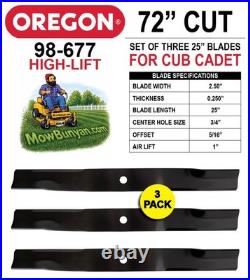 Set of 3 Oregon 98-677 Blades for 72 cut Cub Cadet Pro Z / SurePath / Tank M72