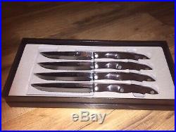 Set of 4 CUTCO Steak Knives #2159 5 blade dark brown handle NEW, UNUSED in BOX