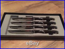 Set of 4 CUTCO Steak Knives #2159 5 blade dark brown handle NEW, UNUSED in BOX