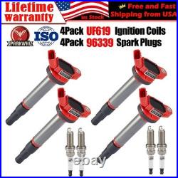 Set of 4 Ignition Coil & Iridium Spark Plug For Toyota Corolla Prius UF596 96339
