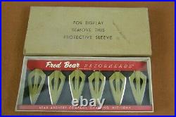 Set of 6 Vintage NOS Fred Bear H-4 Razorheads Archery Broadheads with Blades