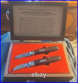 Shrade Whittlers Two-Knife Set in Box/Rosewood/Silver-Nickel Blade #0140/1500