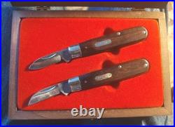 Shrade Whittlers Two-Knife Set in Box/Rosewood/Silver-Nickel Blade #0140/1500