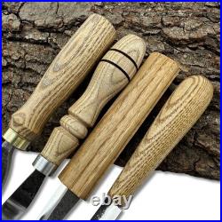 Spoon & Bowl Carving Tools Hand-Forged 52100 Steel Blade, Ergonomic Ash Handle
