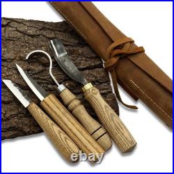 Spoon & Bowl Carving Tools Hand-Forged 52100 Steel Blade, Ergonomic Ash Handle