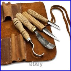 Spoon & Bowl Carving Tools Hand-Forged 52100 Steel Blade, Ergonomic Ash Handle