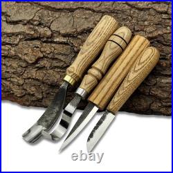 Spoon & Bowl Carving Tools Hand-Forged 52100 Steel Blade, Ergonomic Ash Handle