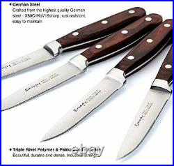 Steak Knife Set Dining Knives Sharp Blade German Stainless Steel 8-Piece Pack
