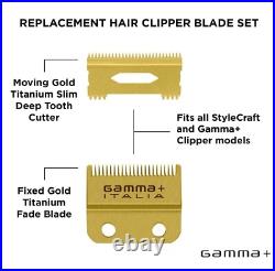 StyleCraft Gamma Fixed Gold Titanium Fade Blade Set GP521G SC521G NEW