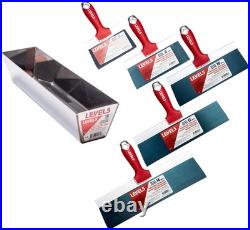 Taping Knife Set, Blue Steel Pro-Grade Sheetrock Gyprock Drywall Plaste