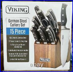Viking 15-Piece Knife Set With Wood Block Premium German steel blades