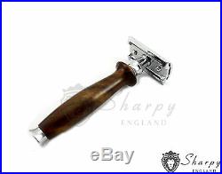 Vintage Wooden Handle De Safety Razor +double edge shaving blades Gift set