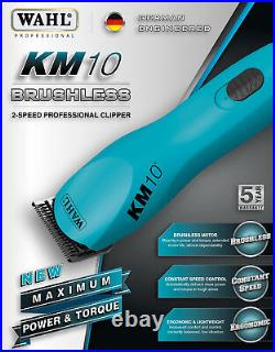 Wahl Pro KM10 BLUE 2-Speed ULTIMATE Clipper KIT&10 Blade Set KMPET DOG GROOMING