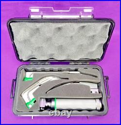 Welch Allyn Fiber Optic Laryngoscope Set Model MIL5072 3 blades NOB