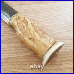 Wood Jewel Big Double Set Knife Carbon Steel Blade Curly Birch Handle withSheath