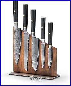 Yatoshi Magnetic Japanese 67 Layer Damascus Knife Block 6-Pc Set, NEW IN BOX