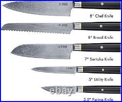 Yatoshi Magnetic Japanese 67 Layer Damascus Knife Block 6-Pc Set, NEW IN BOX